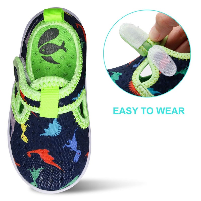 FEETCITY Baby Boys Girls Water Shoes Quick Dry Barefoot Sports Aqua Socks Swim Beach Pool Yoga Exercise Shoe Navy Dinosaur 12-18 Months Infant - Image 4